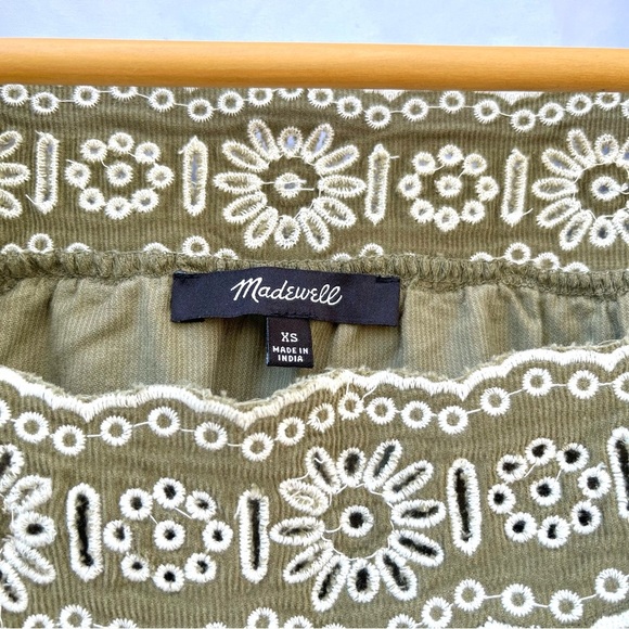 MADEWELL | XS EMBROIDERED CORDUROY SQUARE NECK DRESS DISTANT SURPLUS GREEN - Picture 7 of 8